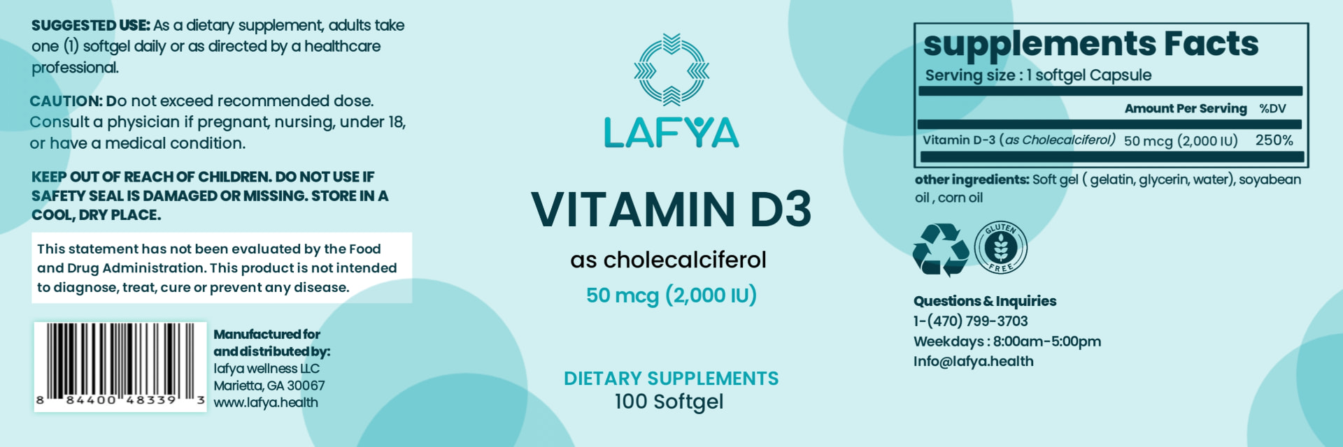 Vitamin D3 complete product label