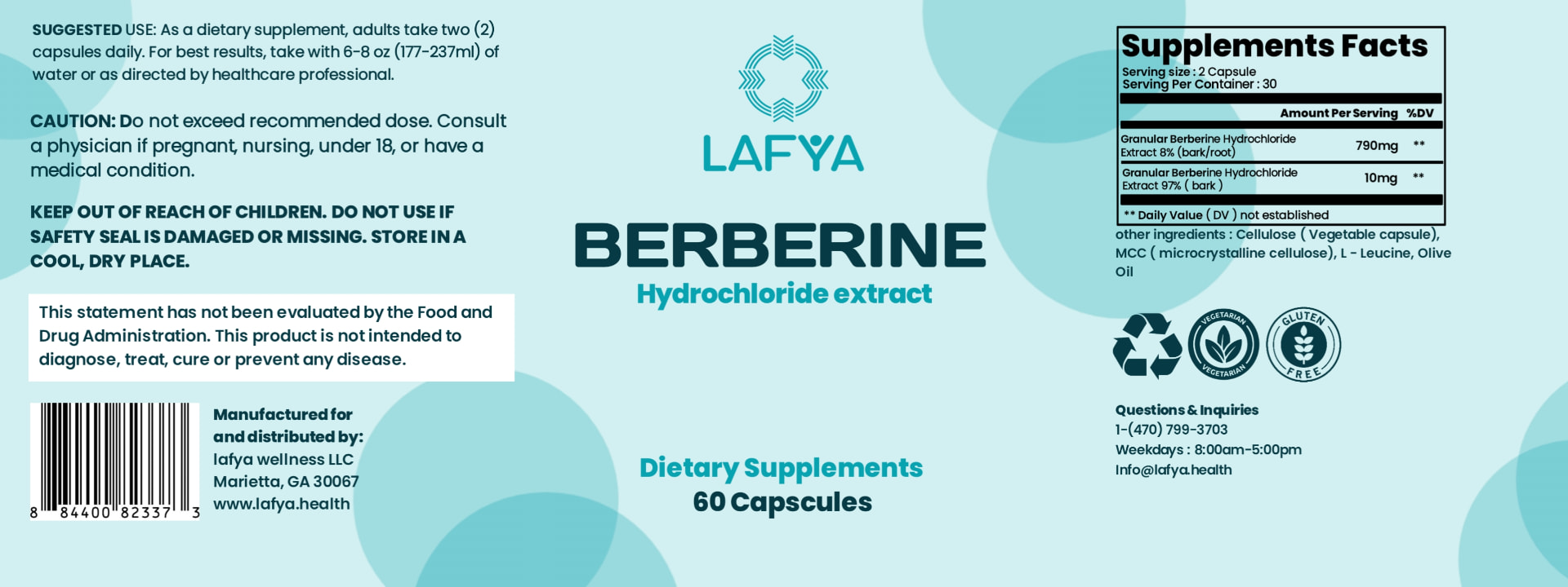 Berberine complete product label
